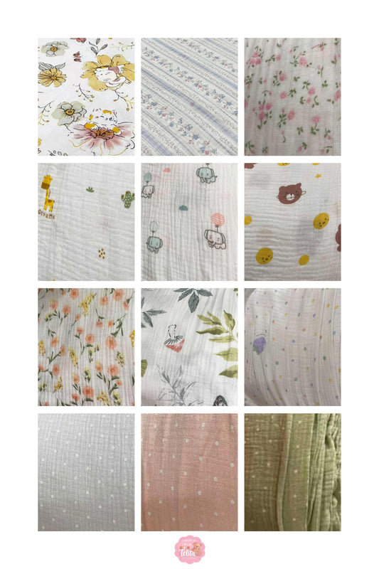 Telas disponibles para pañaleras, mantas, baberos, jardineros…